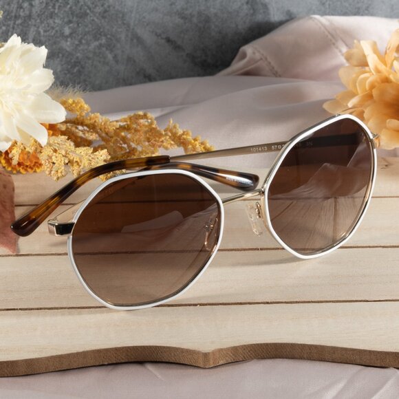 Michael Kors Women's Porto 57 Sunglasses, MK1072 Light Gold-Tone - Picture 2 of 11